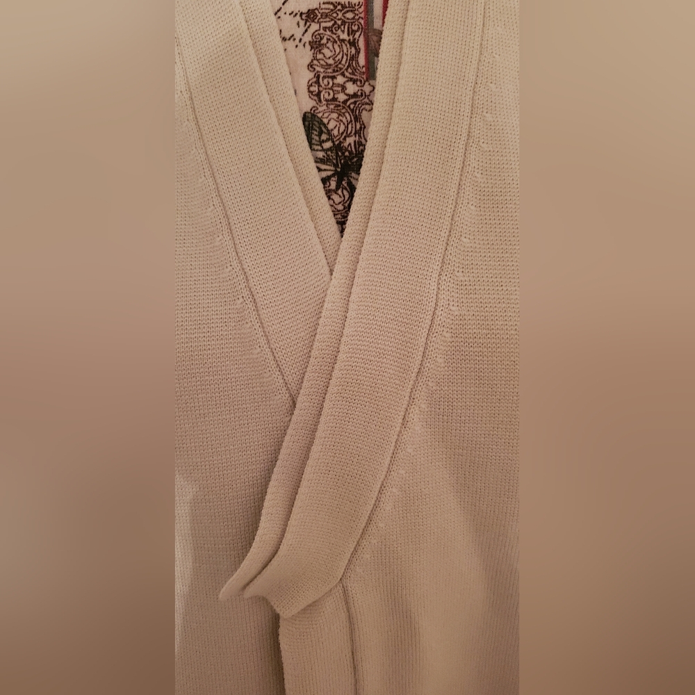 Eileen Fisher Cream Silk Cardigan Sweater, S View 5